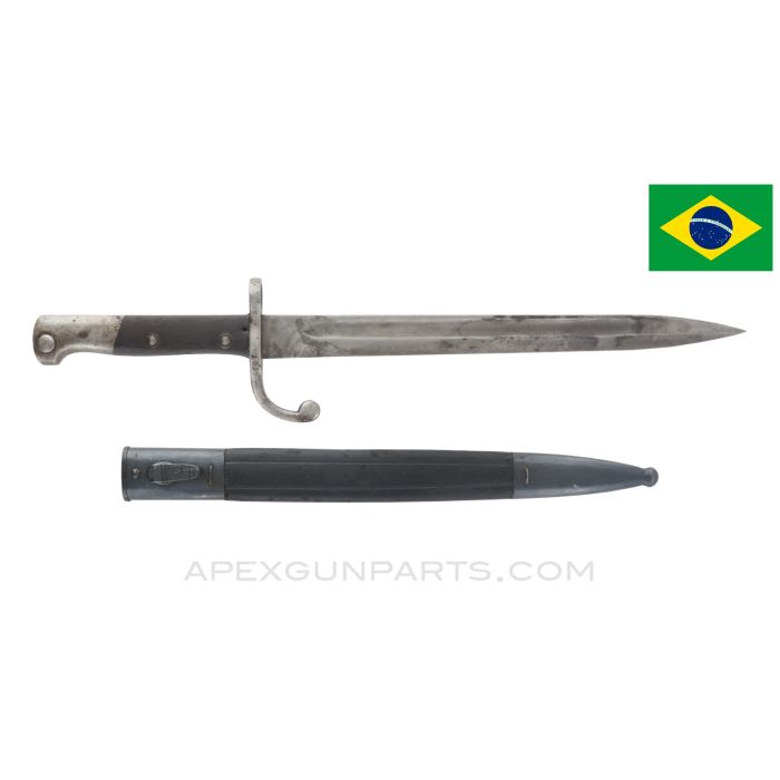 Brazilian 1908 Mauser Bayonet, w/ Scabbard, *Good*