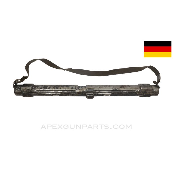 German WWII MG-34 Barrel Carrier (Laufschutzer), Steel w/ Strap, Green Painted *Fair* 