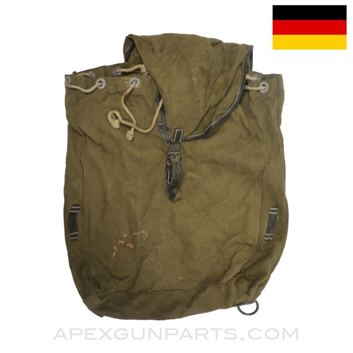 German Artillery Rucksack, Canvas & Leather, WW2, No Shoulder Straps *Good*