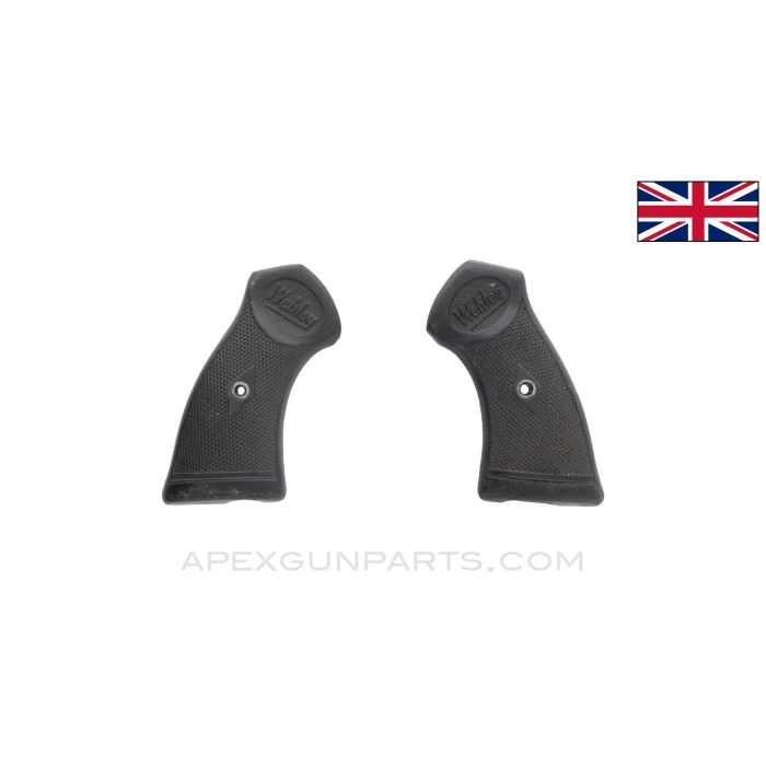 Webley MKIV Grip Set, Black Plastic, Webley Marked, .38 S&W, *Good*