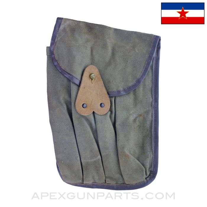 MP-38 / MP-40 Magazine Pouch, 4 Cell, Leather & Canvas, Yugoslavian MFG *Very Good*