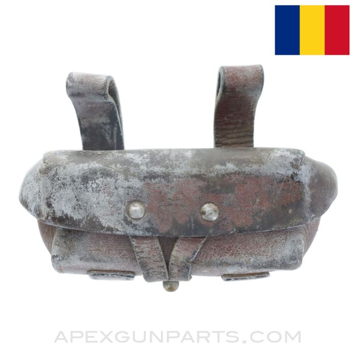 Romanian SKS Ammunition Pouch, Single Pocket, Leather, *Good*