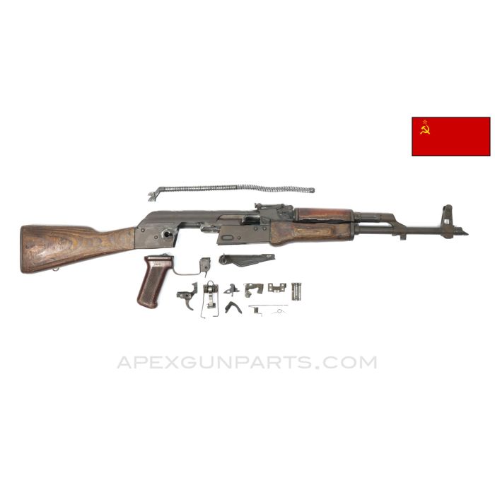 Russian AKM Parts Kit, 1973 Dated, w/ Populated Barrel Assembly, 16.25", Scrubbed Arsenal Marking, Non Matching, 7.62x39 *Good* 