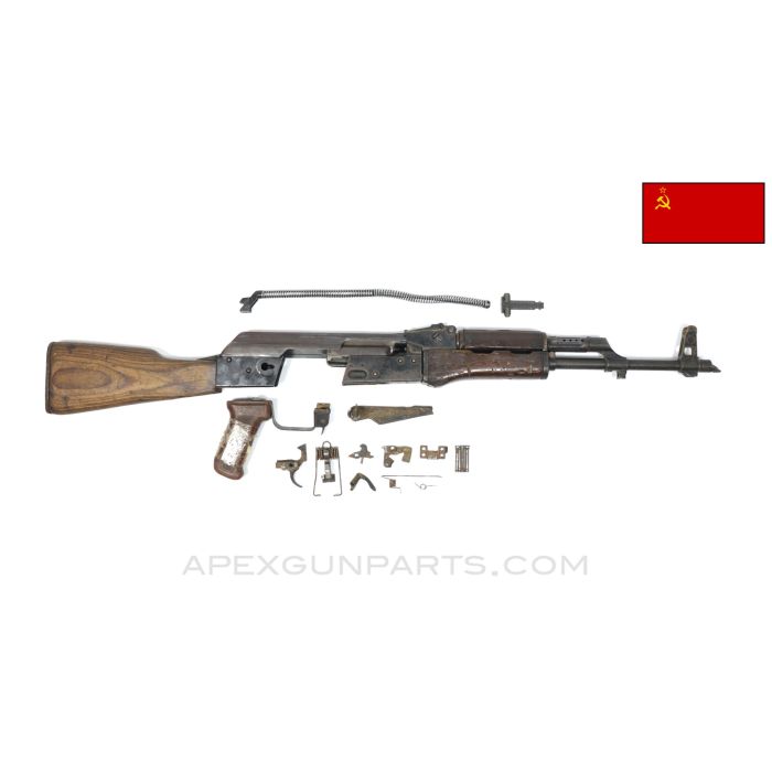 Russian Izhmash AKM Parts Kit, 1970 Dated, w/ Type 3 Milled AK Furniture & Populated Barrel Assembly, 16.25", Non Matching, 7.62x39 *Good* 
