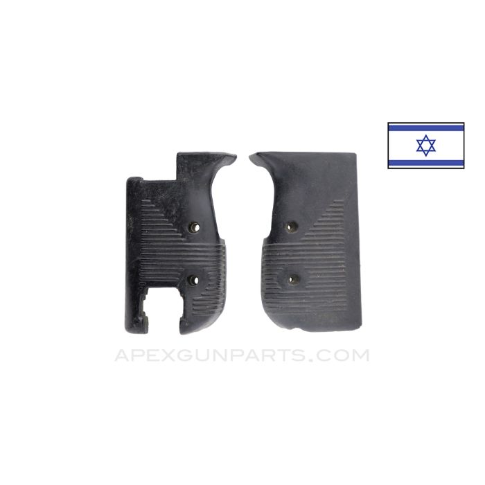 UZI Pistol Grip Panel Set, Black Polymer, IMI Made *Good*