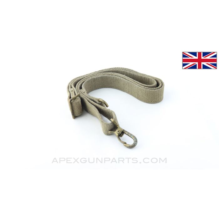 British SMG / Sterling / STEN Sling, Khaki / Tan Canvas, Brass Hardware *Good*