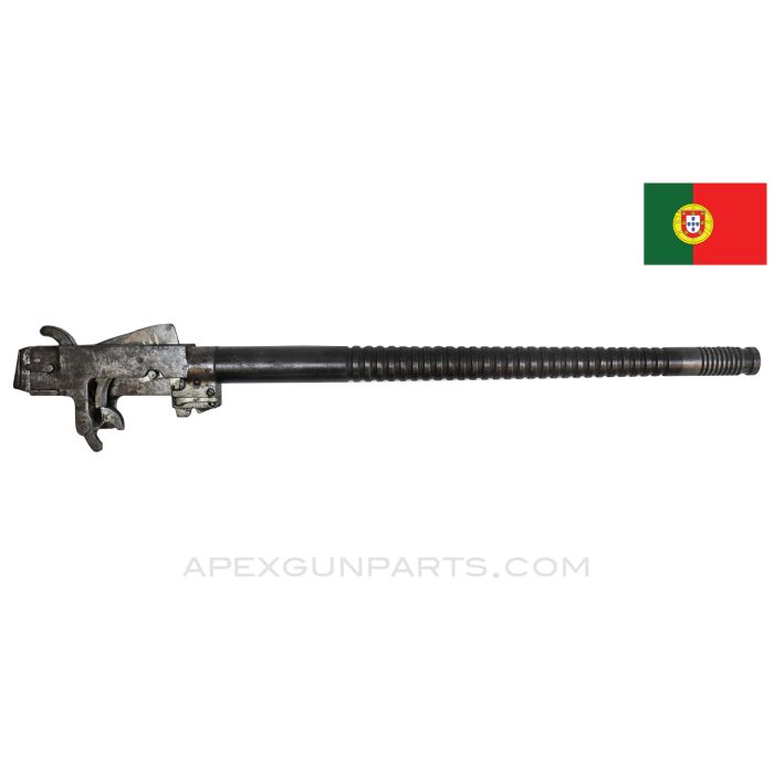 Madsen LMG Barrel, 18.75", w/ Barrel Extension Assembly & Bolt, Early w/ Full Length Cooling Fins, Portuguese, 7.92x57 *Good* 