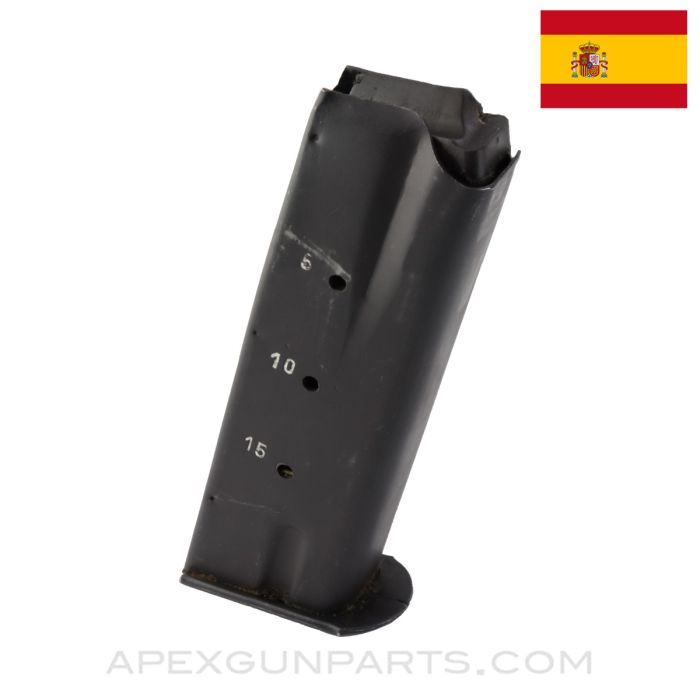 Astra A-80 Magazine, 15rds, Rough Blued Steel, Black Plastic Follower, 9mm, *Good*