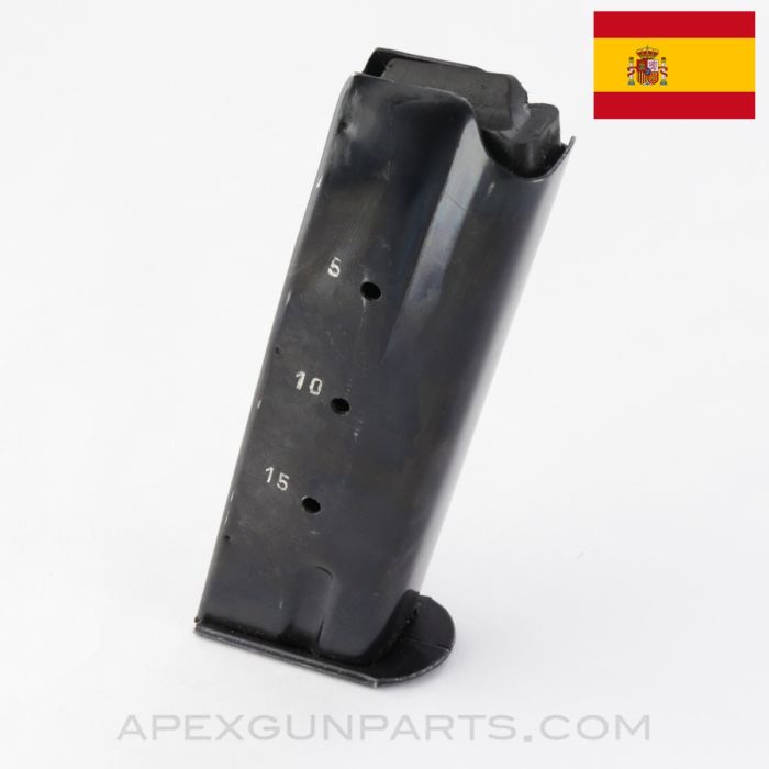 Astra A-80 Magazine, 15rds, Blued Steel, Black Plastic Follower, 9mm, *Good*