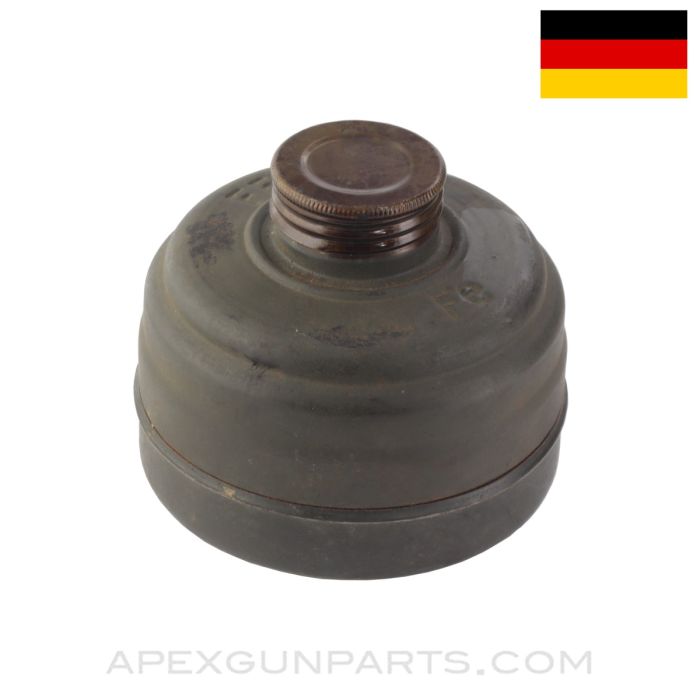 German M38 Spare Gas Mask Filter, w/ Transit Plug, WWII *Good*