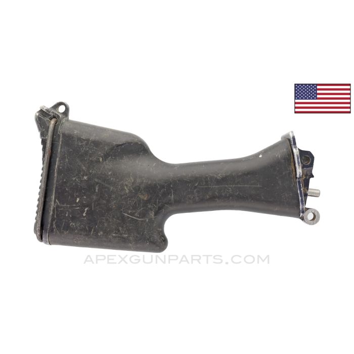 M249 Buttstock Fixed Early Style W Buffer Assembly, Black Polymer W/ Aluminum Butt Plate *Fair*