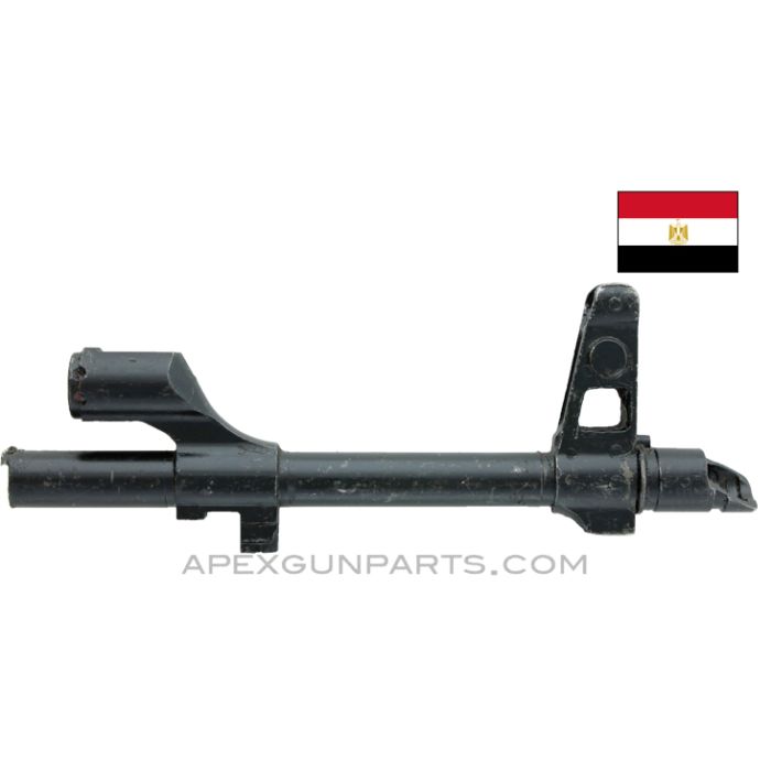Egyptian AKM Front Sight Block & Gas Block, w/ Slant Muzzle Brake, Attached to Demilled Barrel Section, *Good*