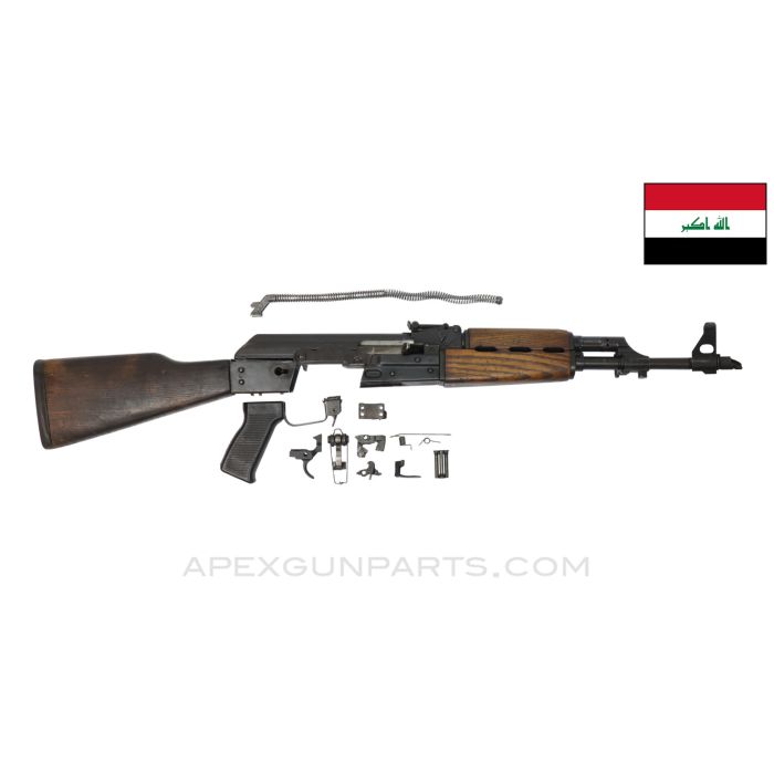 Iraqi Tabuk AK47 / AKM Fixed Stock Parts Kit, w/ Factory Lion of Babylon Emblem & Populated Barrel Assembly, 7.62x39 *Good* 