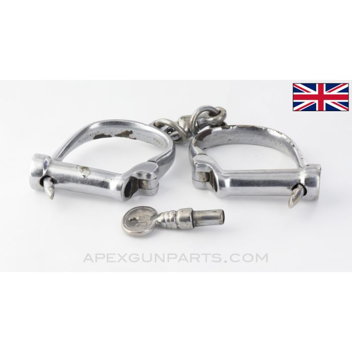 British Derby Pattern Police Handcuffs, w/ Functional Key *Good*