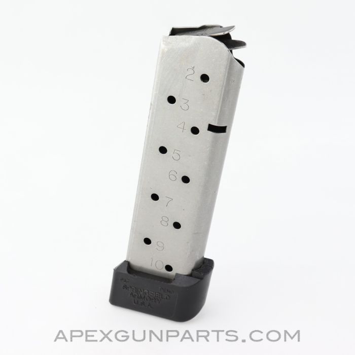 1911 Magazine, 10rd, w/ Baseplate Pad, Stainless, Springfield Armory, .45 Auto *Good*