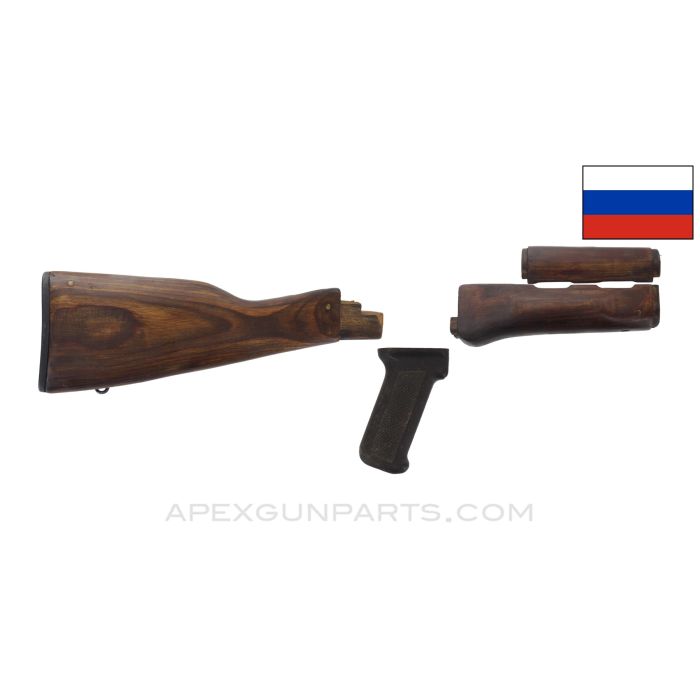 Russian AKM Wood Stock Set, w/ Izhevsk Plum Pistol Grip *Very Good*