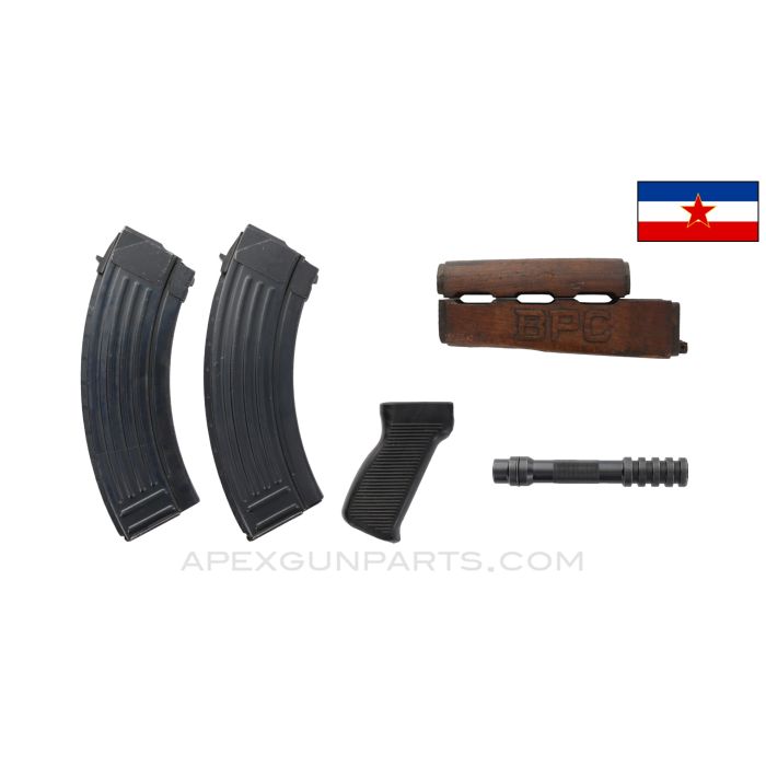 Collector's Yugo M70 "BPC" Trench Art Handguard Set, w/ 2 Magazines, Pistol Grip & Grenade Spigot, 30rd, 7.62x39, *Very Good*