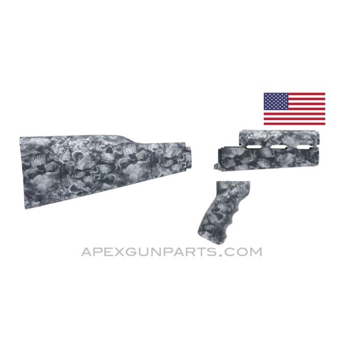 PAP M70 Rifle Stock Set, Skull Pattern, U.S. Made, Nylon, *Excellent*
