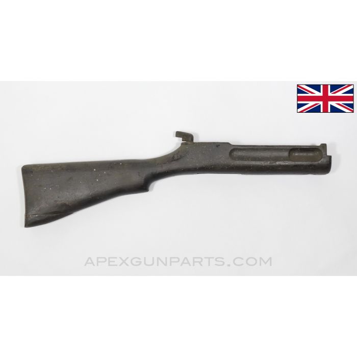 British Lanchester SMG Stock, 22.5", Stripped w/ Takedown Lever Assembly, Repaired *Fair* 