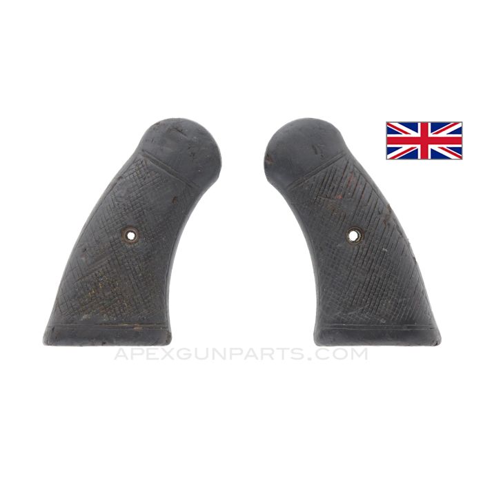 Enfield #2 Mk1 Grips, Walnut, Checkered *Good*