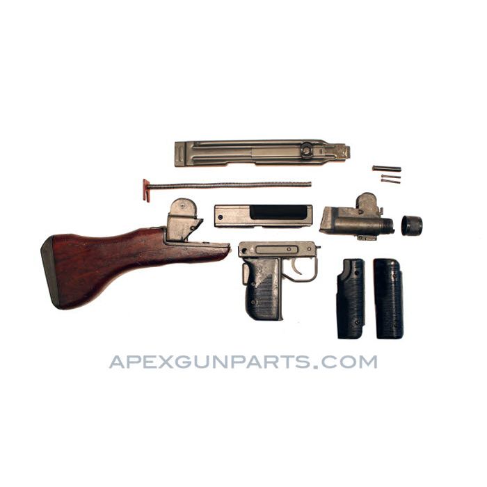 UZI Parts Kit, Cracked Fixed Wood Stock, w/ Front Trunnion, 9x19, *Very Good* 
