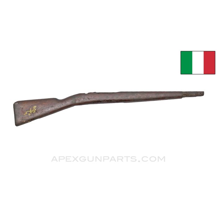 Italian Carcano M91/28 Carbine Stock, 33" Long, Stripped, Chipped/Cracked, Wood *Fair* 