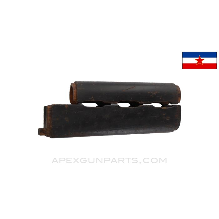 Yugoslavian M70 Handguard Set, Wood, Serbian Paramilitary Black Paint, *Good*