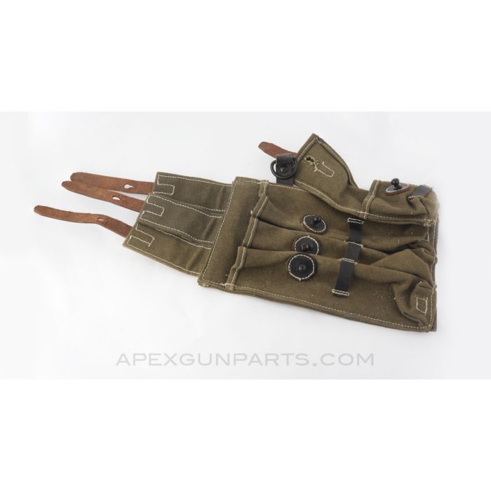 German MP38 / MP40 Brown Jute and Leather Magazine Pouch, 3-Cell