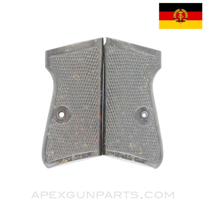 East German Walther PP "1001" Series Grips, No Screws, 7.65mm *Very Good*