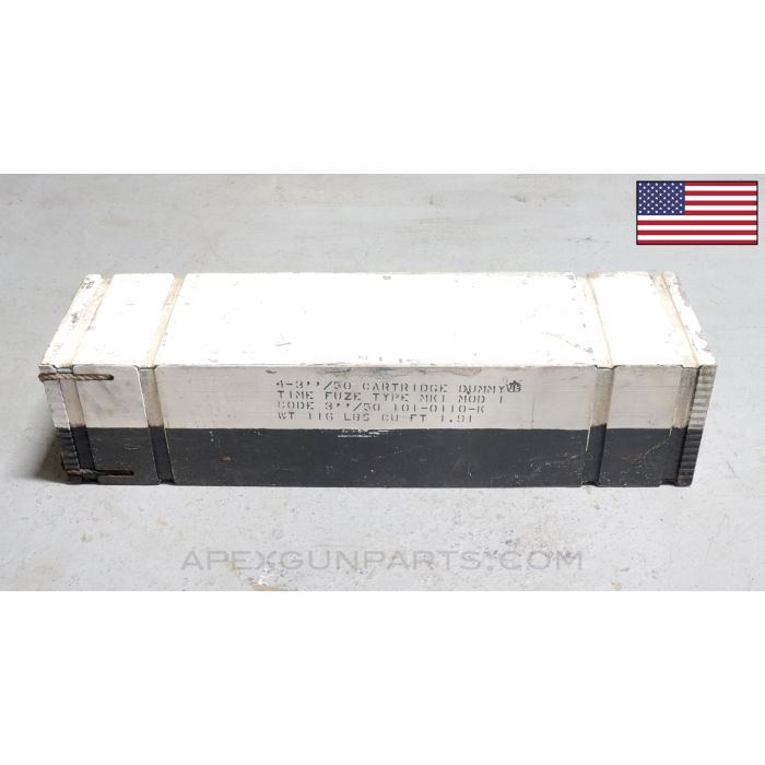 US Navy 3 Inch Gun Drill Round Transit Crate, w/ Inserts, Wood *Good* 
