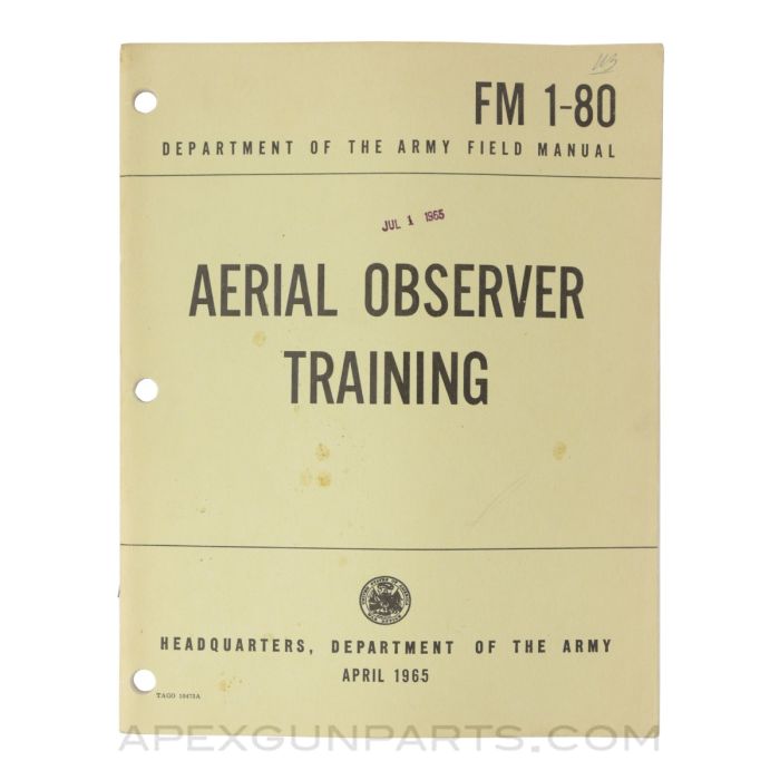 Aerial Observer Training, Paperback 1965, FM 1-80, *Very Good*