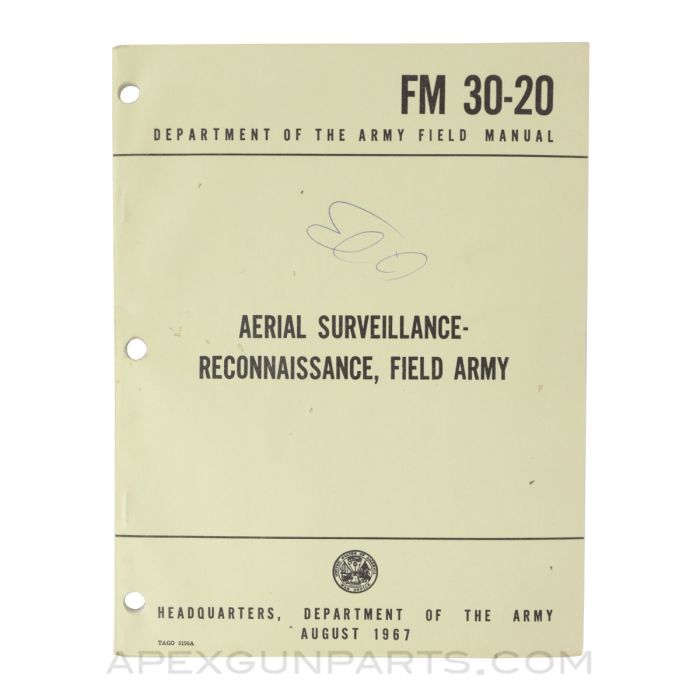 Aerial Surveillance-Reconnaissance, Field Army, Paperback 1967, FM 30-20, *Very Good*