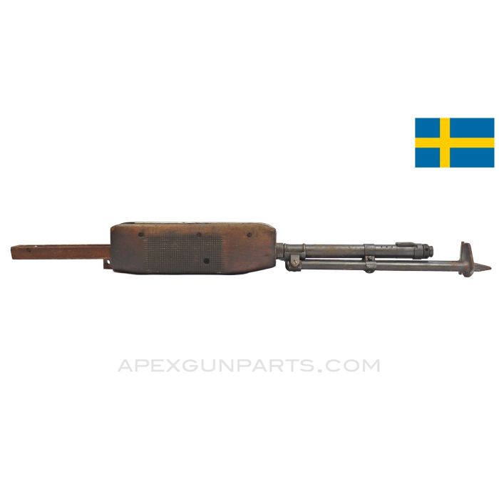 Swedish M1921 BAR Forend Assembly, w/ Bipod and Operating Slide, Cracked Handguard *Fair* 