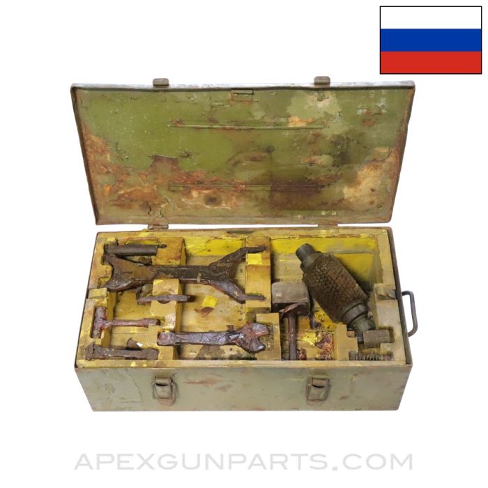 Russian 85 mm Divisional Gun D-44 Armorer Set, Tools w/ Crate, Metal *Good* 