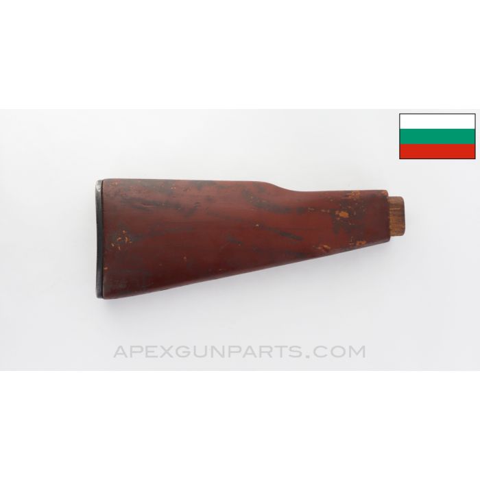 Bulgarian AK-47 Buttstock, Stripped w/ Replacement Buttplate, Painted Wood, *Good*