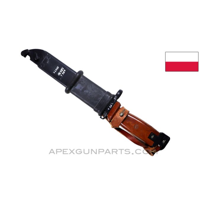 Polish Tantal AK-74 / AK-47 Type 2 Bayonet & Scabbard w/Leather Hanger, Matching Numbers *Very Good*