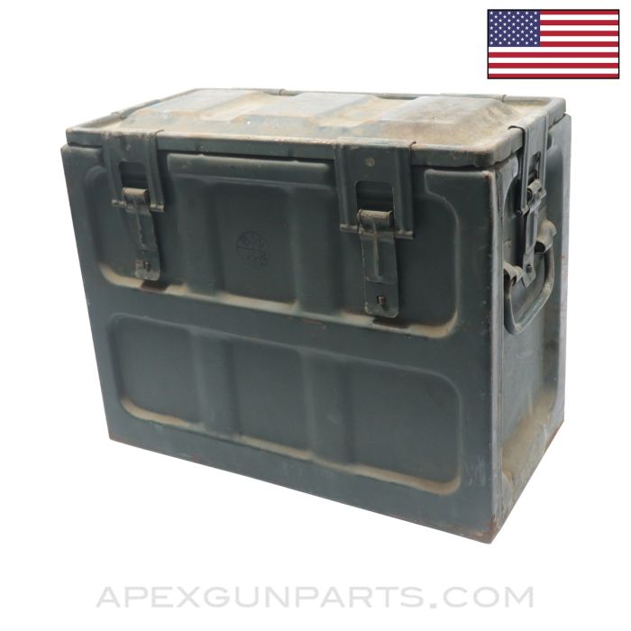 Small Arms Ammo Box, MK1 MOD 0, USGI, Green Painted Steel *Good* 