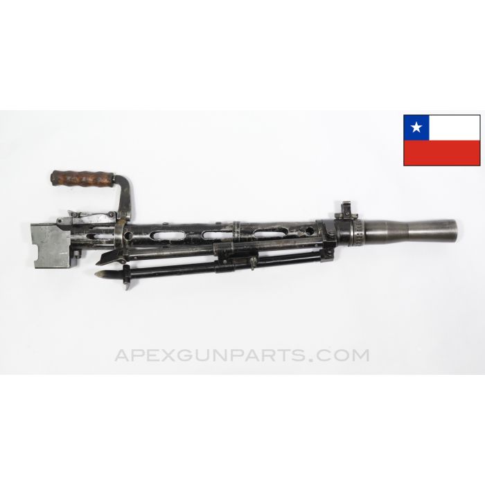 Madsen LMG Short Barrel Shroud Assembly, w/ Front Reciever Stub & Field Repaired Carry Handle, Chilean *Fair* 