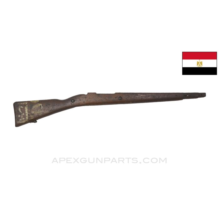 Egyptian Carcano M91/24 Carbine Stock, 33", w/ Buttplate & Sling Swivel, Cracked, Wood *Fair*
