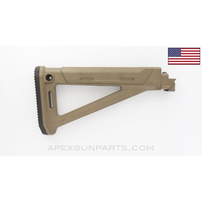 Magpul MOE® AK-47/AK-74 Stock, Flat Dark Earth, No Screws, Black Polymer, 922(r) Compliant, *Excellent*