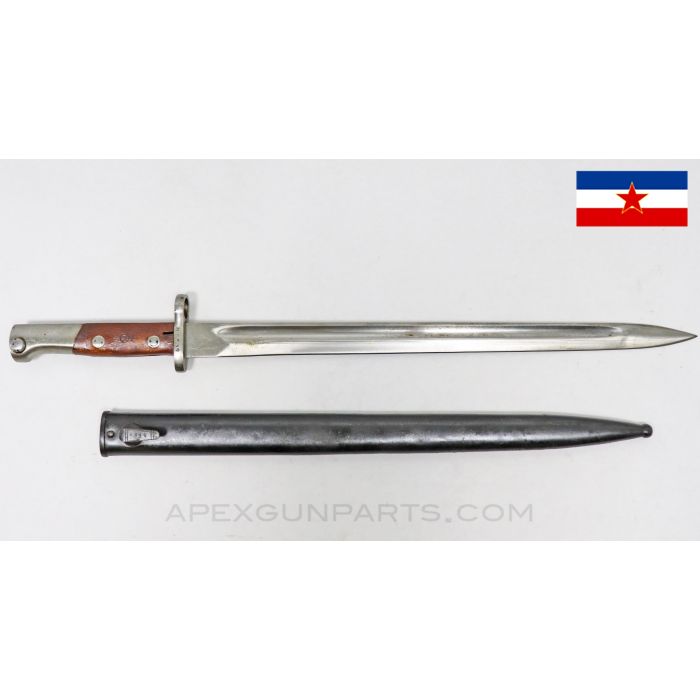 Yugoslavian M1924 Mauser Bayonet and Scabbard, BT3 Marked, In the White *Excellent*