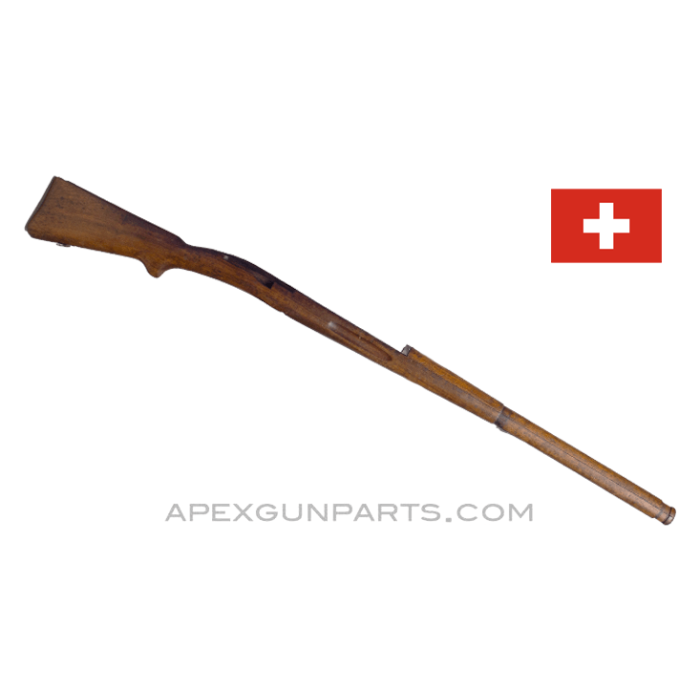 Swiss Schmidt-Rubin 1896/1911 Wood Stock, 48.5" with Hand Guard, No Metal Parts, *Good* 