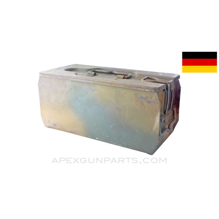 German WWII Machine Gun Service / Ammunition Box, Reichswehr camouflage Painted, Waffen Marked *Good* 