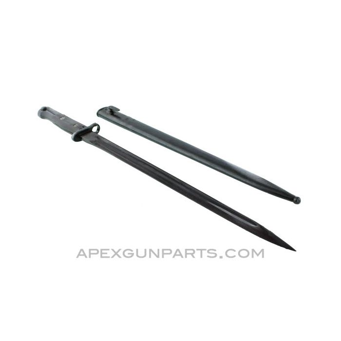 Yugoslavian M1924 Mauser Bayonet & Scabbard, BT3 Marked, 14.5 Inch Long Blade, Blued *Good to Very Good* 