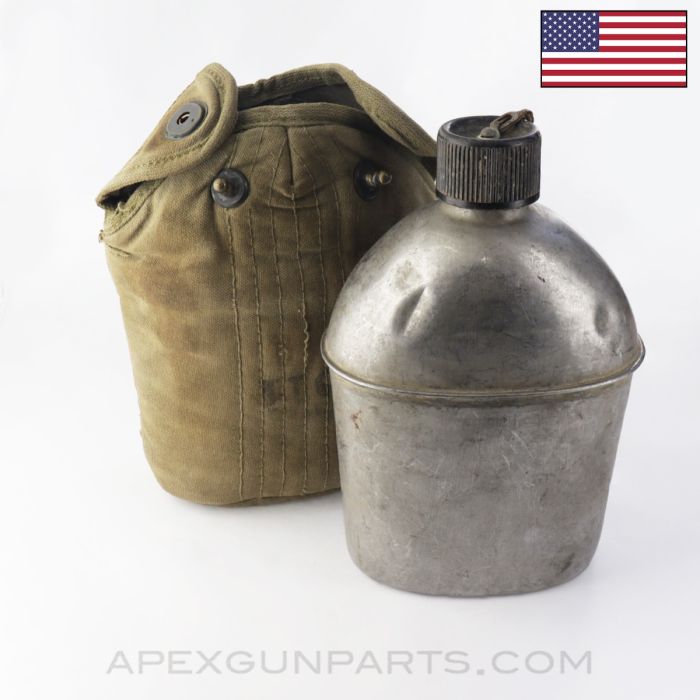 USGI WWII Canteen w/ Cup & Canvas Cover *Good*