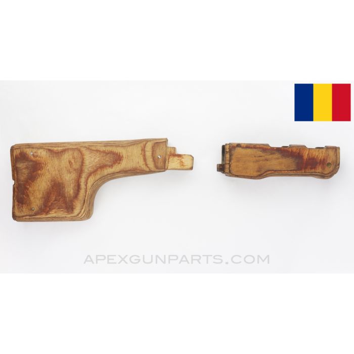 Romanian RPK Buttstock & Lower Handguard, Sanded, Stripped *Good*
