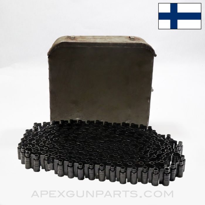 Finnish Maxim M1910 Ammo Can, w/200rd Belt, Early Riveted Can, Missing Carry Strap, 7.62X54r *Good/Rusty*