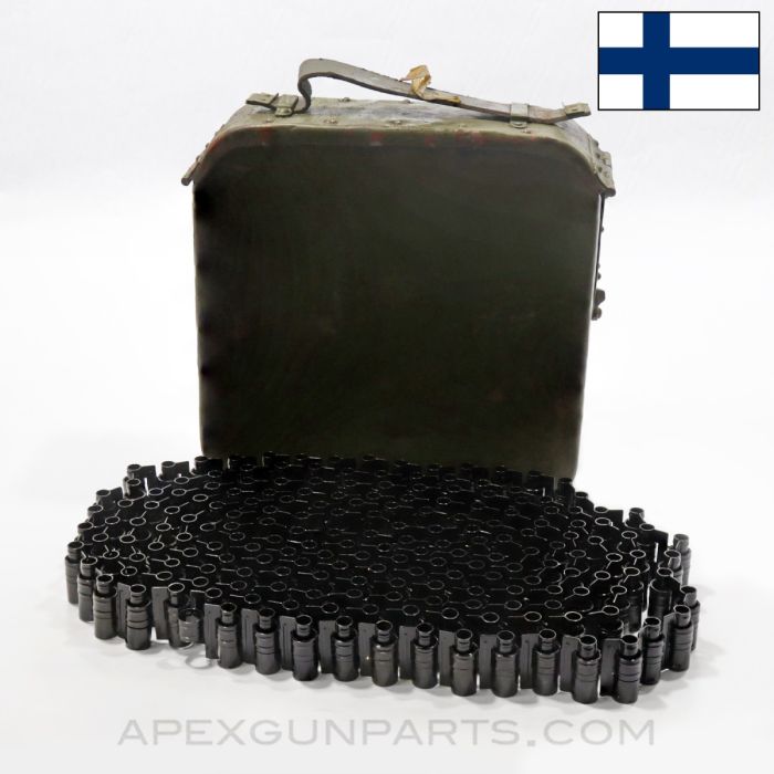 Finnish Maxim M1910 Ammo Can, w/ 200rd Belt, Early Riveted Can, Alternate Rivet Patterns, 7.62X54r *Good*