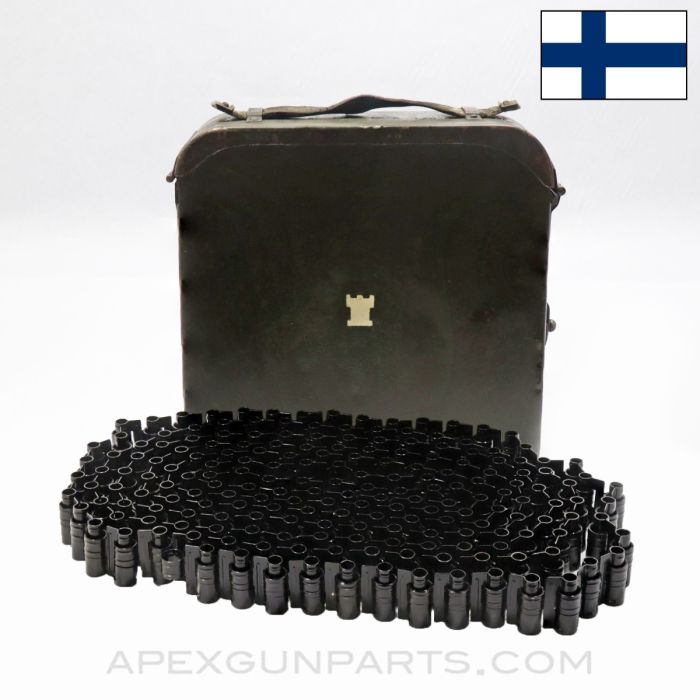Finnish Maxim M1910 Ammo Can w/ 200rd Belt, Castle Marked, 7.62X54r *Good*
