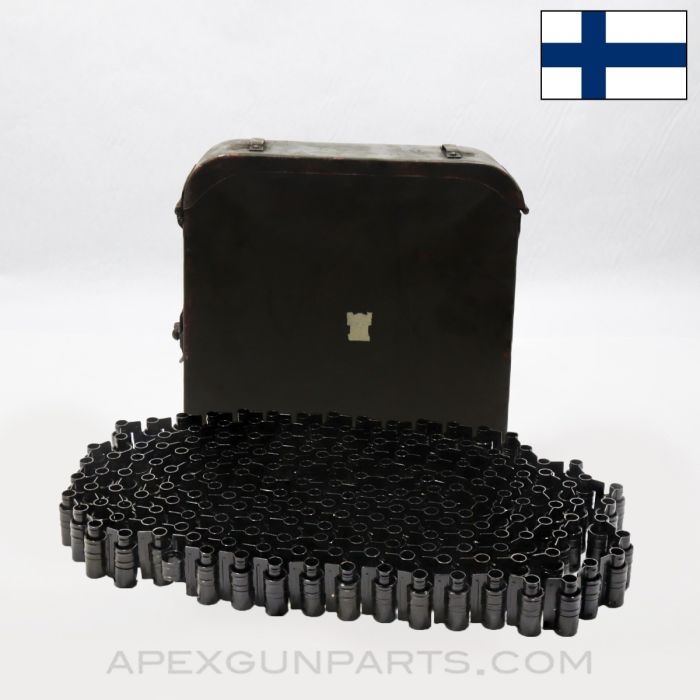 Finnish Maxim M1910 Ammo Can w/ 200rd Belt, Castle Marked, Missing Carry Strap, 7.62X54r *Good/Rusty*